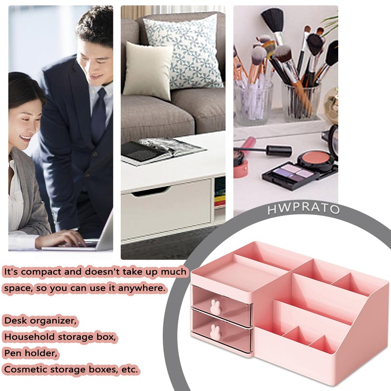 HWPRATO Mini Drawer Organizers Accessories with Compartments and Drawers, Plastic