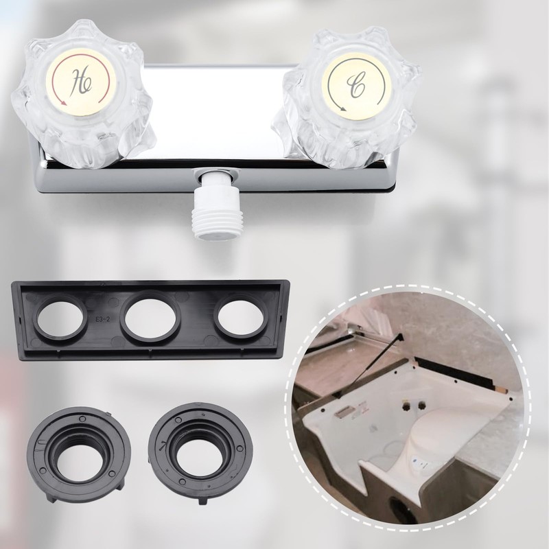 PuritySage RV Shower Faucet,4” Dual Knob Diverter Valve for Indoor/Outdoor