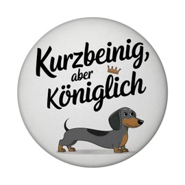 Dachshund with Crown - Short Legged But Royal Magnet with Bottle Opener Playful Cute Illustration Short Legged Dachshund with Crown as Round Magnet with Bottle Opener