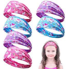 6 diademas de unicornio para niñas, bandas elásticas para la cabeza para niños, diadema de arco iris, accesorios elásticos para la cabeza de niña pequeña, turbantes hippie, envoltura de pelo para niñas pequeñas, lindas polaina para el cuello