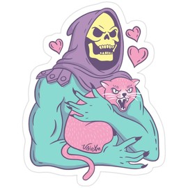 3 PCs Stickers Skeletor's Cat, Vector Sticker for Laptop, Phone, Cars, Vinyl Funny Stickers Decal for Laptops, Guitar, Fridge