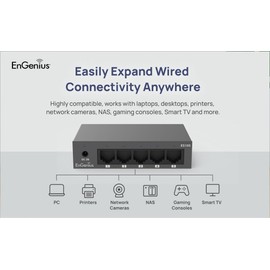 EnGenius 5-Port Gigabit Unmanaged Switch (ES105) | 5X GE Ports high-Speed Connections | Plug and Play | fanless Silent Operation | IEEE 802.3az Energy Effiecient (ES105)