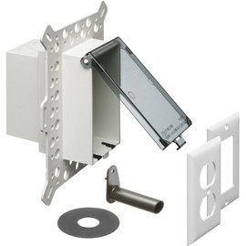 Arlington DBVM1C-1 Low Profile IN BOX Electrical Box with Weatherproof Cover for New Construction Stucco/Textured Surfaces/Rigid Siding, Vertical, 1-Gang, Clear