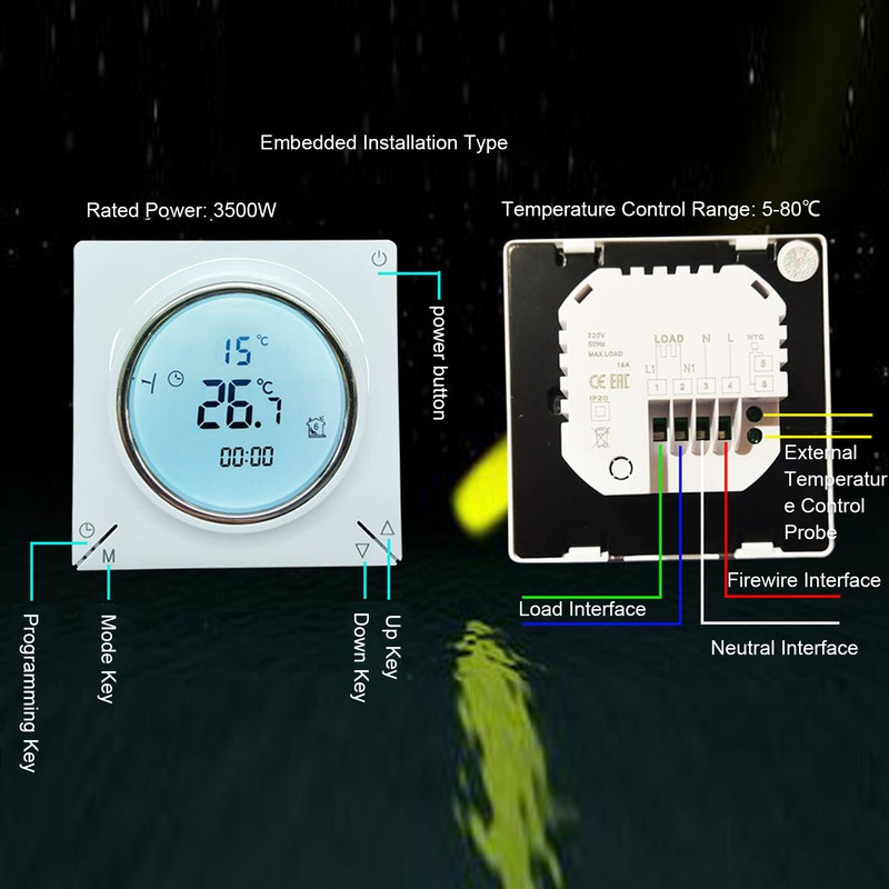 Thermostat NTC Thermistor LCD Screen High Accuracy Intelligent Control Flushbonading