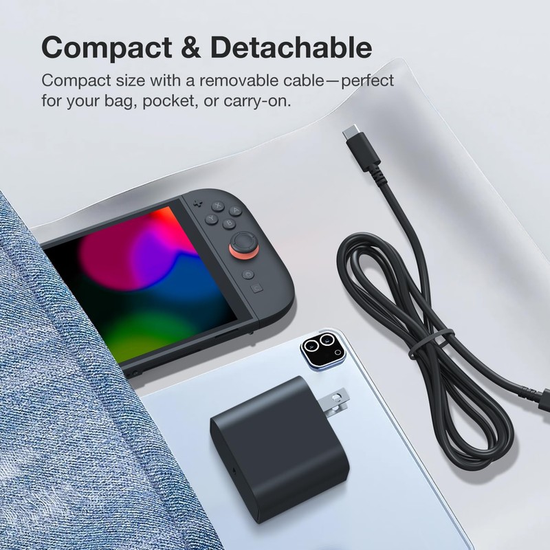 Switch 2 Charger, 60W Switch 2 Power AC Adapter with