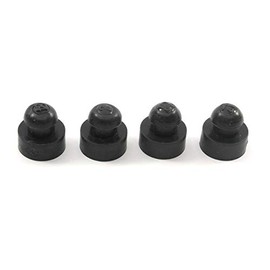 Pkg of 4 - Black Medium-Hard Flexible Plastic Push in Ridged Bumper - Bumper Diameter - 7/16", Bumper Height - 3/16", Fits Hole Size - 1/4"