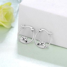 English Bulldog Earrings Sterling Silver Cute Dog Hoop Earrings English Bulldog Gifts Jewelry for Women