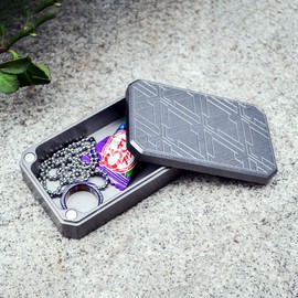 WANERSEN WANERSEN EDC Case Titanium Container Daily Storage Metal Box for Tiny Things Magnetism Match Case Outdoor Camping Tool, Smooth Surface