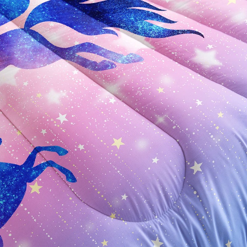 Datura home Bedding Comforter Set Starry Sky Unicorn Printed Pattern