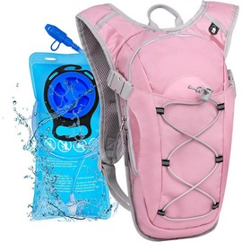 Hydration Backpack with 2L Hydration Bladder Water Backpack for Hiking Hydration Pack for Running Cycling Hiking - Color: New Pink
