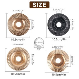 4Pcs Wood Carving Disc Set, for 4" or 4 1/2" Angle Grinder with 5/8" Arbor, Grinding Wheel Shaping Disc for Wood Cutting, Wood Shaping Carving Disc, Woodworking Angle Grinder Attachment