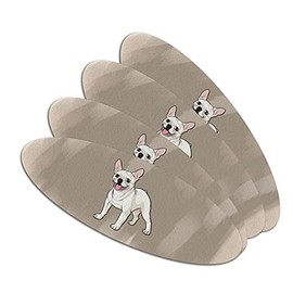 French Bulldog Smiling Pet Dog Double-Sided Oval Nail File Emery Board Set 4 Pack