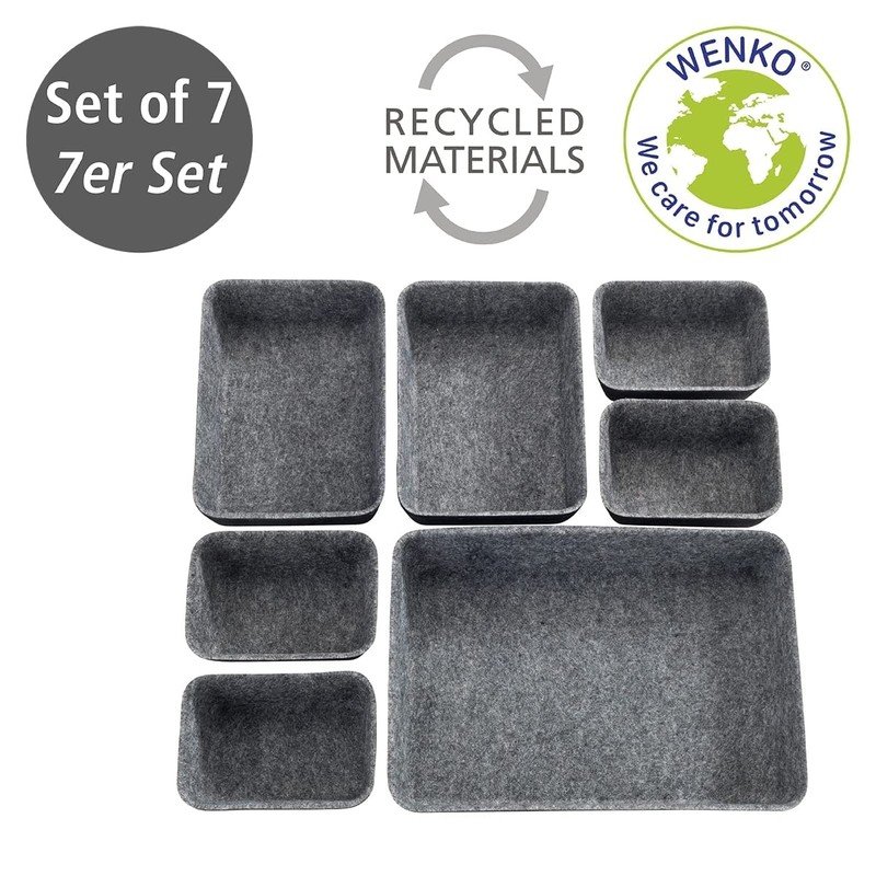 WENKO Drawer Organiser Felt, 7-Piece Storage Aid for Drawers Made