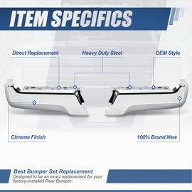Auto Dynasty Rear Bumper Ends Replacement Compatible with 2017-2022 Ford F-250 350 450 Super Duty, Driver and Passenger Sides, Non Park Distance Sensor Holes, Polished Chrome