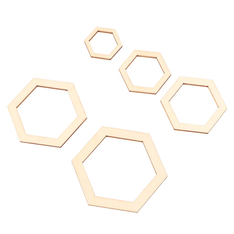 205Pcs Hexagonal Wooden Cutouts 5 Sizes Light Durable Odourless Blank