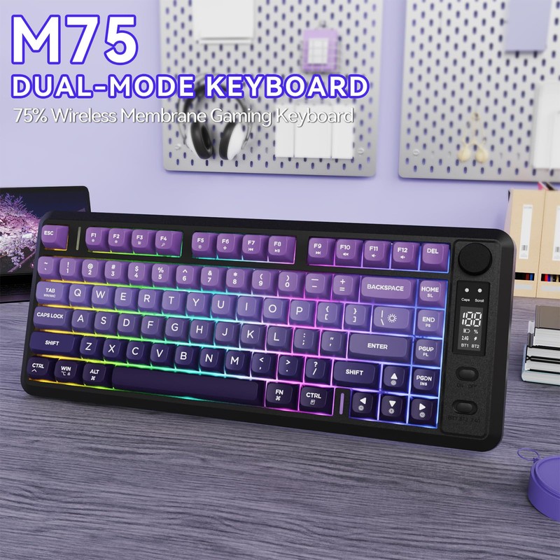 ZIYOU LANG M75 Wireless Gaming Keyboard, RGB Backlit Rechargeable 2000mAh