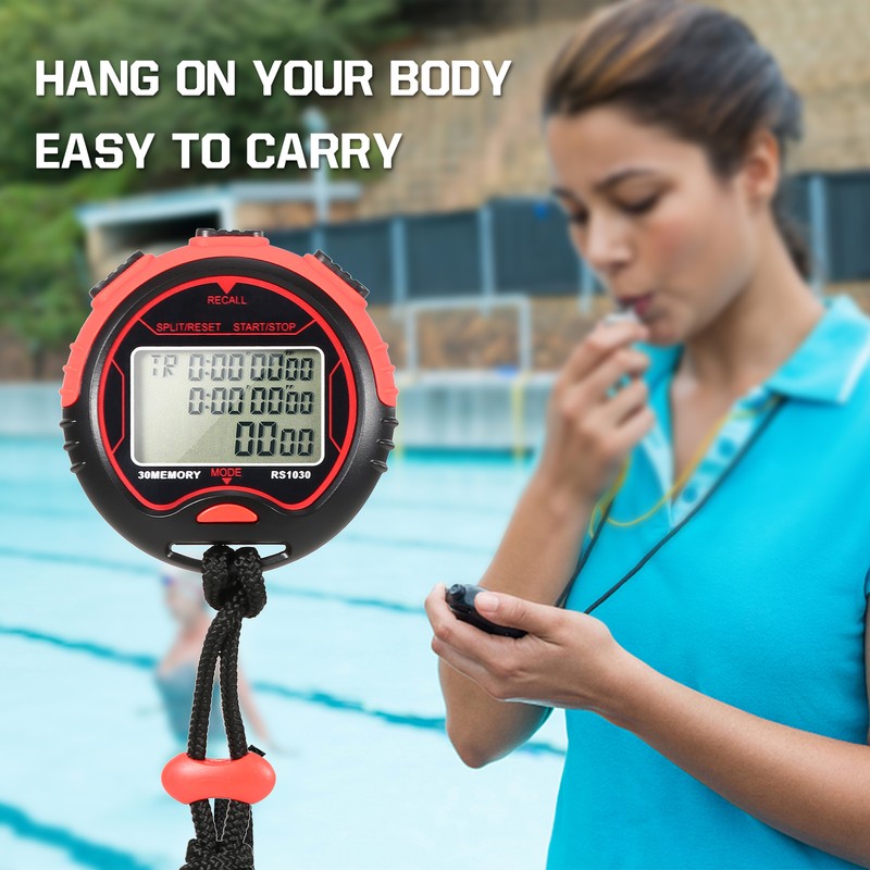 Professional Digital Stopwatch Timer Waterproof Digital Handheld LCD Timer Chronograph