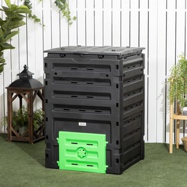 CHARMMA Garden Compost Bin, 120 Gallon (450L) Garden Composter, BPA Free, with 80 Vents and 2 Sliding Doors, Lightweight & Sturdy, Fast Creation of Fertile Soil, Black