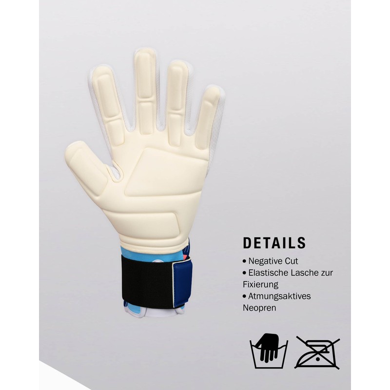 JAKO Unisex River GIGA NC Goalkeeper Gloves, Navy/SkyBlue/Coral, 11
