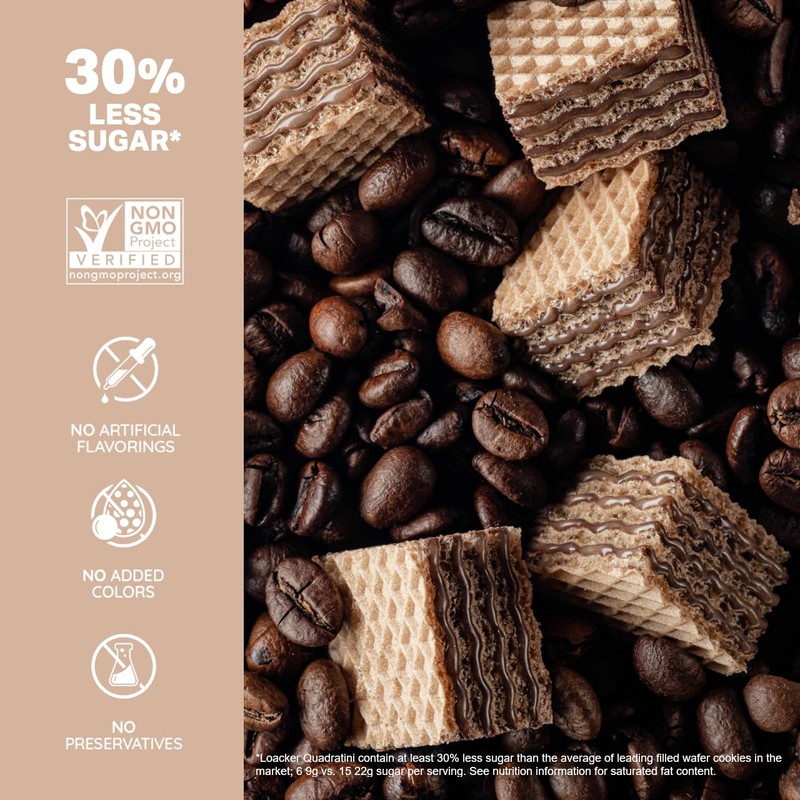 Loacker Quadratini Cappuccino Wafer Cookies LARGE - Premium Crispy Bite