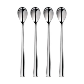 Robert Welch Malvern Bright Long Handled Spoon, Set of 4. Suitable for Latte, jam and ice Cream. Made from Stainless Steel. Dishwasher Safe.