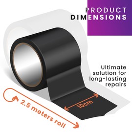 HOMIK 2 pieces, each 10 cm x 2.5 m, extremely strong waterproof tape, outdoor and indoor sealing tape, waterproof, UV resistant, duct tape, self-welding, black