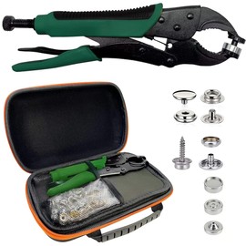 Heavy Duty Push Button Tool Set, Punch Function, Push Button Tool with Adjustable Setter, 15mm Push Button Tool, Includes 40 Sets Marine Snaps