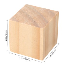 HONYUET 40 Pcs 3 x 3 x 3 cm Small Wooden Cubes, Mini Unfinished Square Wood Blocks for DIY Crafts