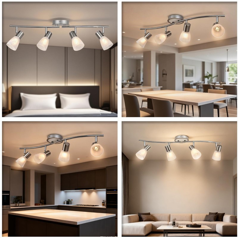HiBay LED Track Lighting Fixtures, Rotatable 4-Light Ceiling Spot Light,
