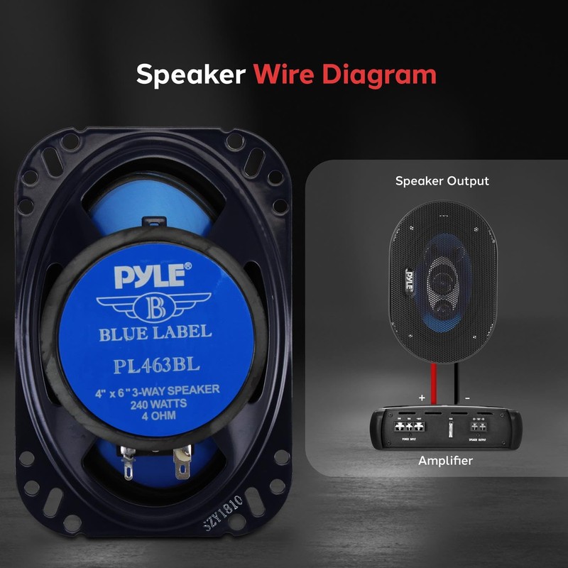 Pyle 4'' x 6'' Three Way Sound Speaker System -