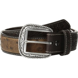 ARIAT Men's Ostrich Print Belt, Brown, 36