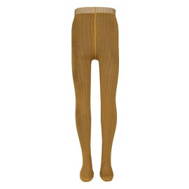 EWERS Baby and children's tights for girls, ribbed structure, made in Europe, cotton tights, plain basic, Autumn gold