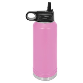 Polar Camel 32 oz Stainless Steel Water Bottle with Flip Top Lid and Straw (Pink)