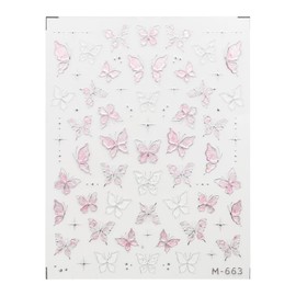 YUYUDEHM Butterfly Nail Stickers for Nail Art 5D Embossed Nail Decals Self Adhesive Stickers for Nails Decoration (Pink)