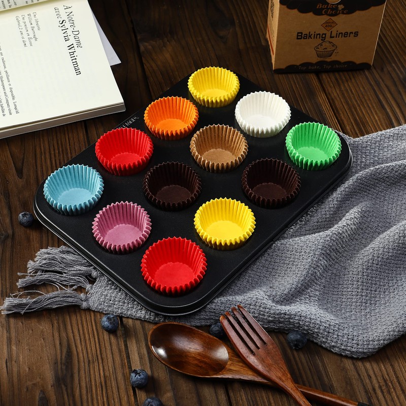 Bake Choice Non-Stick 400pcs Mini Cupcake Liners for Baking, Natural