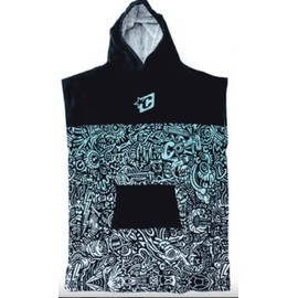 Creatures of Leisure Grom Creatures Poncho Swimwear, 100% Cotton Velour, External Pocket, Quick Drying, Fluro Blue Fade Black