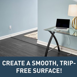 C2G Legrand - Wiremold Wiremold Floor Cord Management Kit, Corduct, Cord Protector, Wire Organizer and Hider, Rubber Cable Cover and Concealer, Black, 50 Feet, CDBK-50