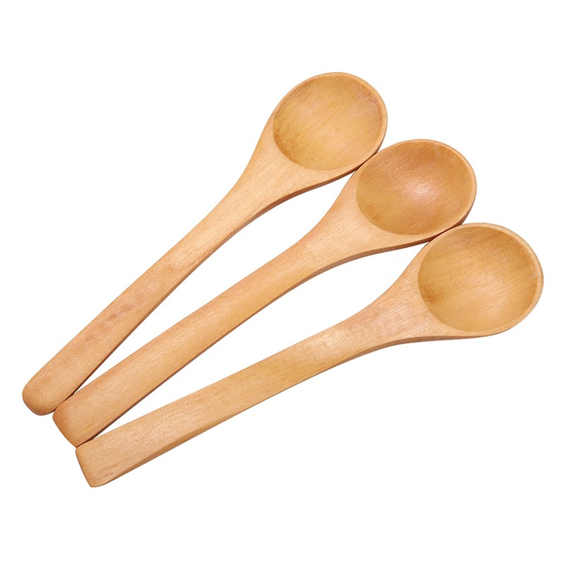 30pcs Mini Natural Wooden Children Spoon Kitchen Condiment Tool