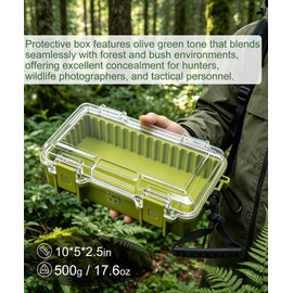 Uxwuy Waterproof Dry Box Protective Hard Case - Olive Green Waterproof Crushproof Tactical Container Case - Small Watertight Storage Box for Kayaking, Boating, Fishing, and Electronics Protection