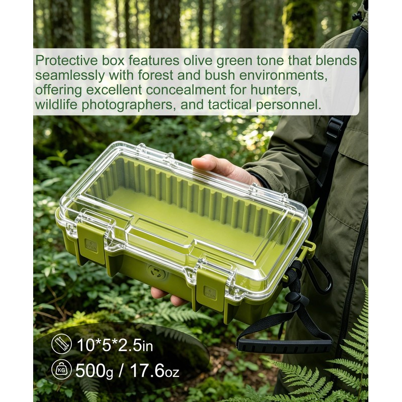 Uxwuy Waterproof Dry Box Protective Hard Case - Olive Green