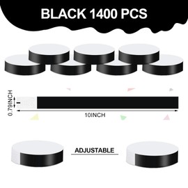 REHALY 1400 Pcs Wristbands for Events Paper Wristbands Waterproof Paper Bracelets Neon Wrist Bands Colored Wristbands Adhesive Hand Bands Armbands for Concerts(Black)