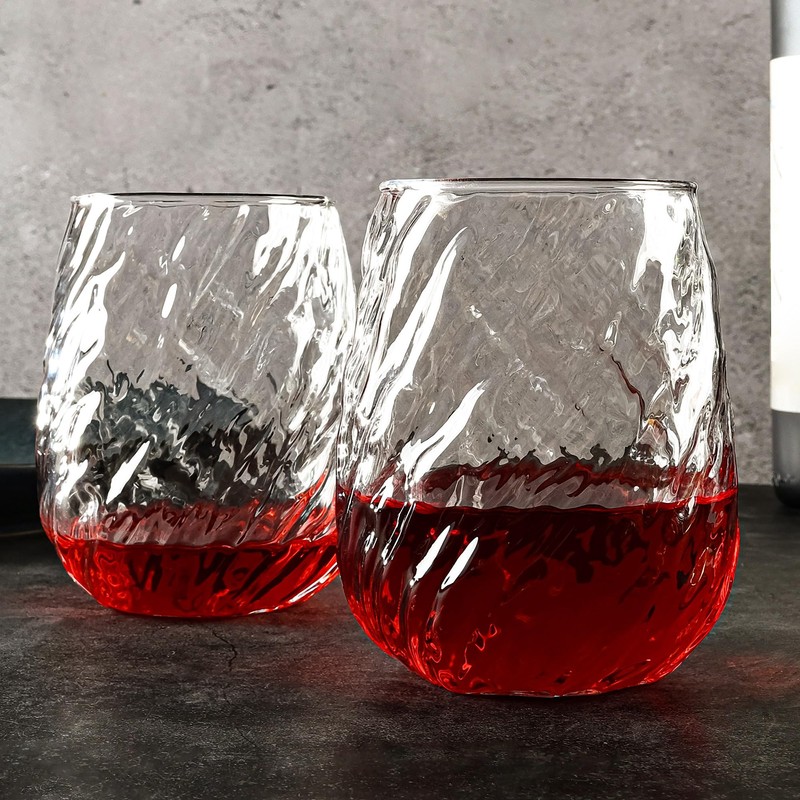 Stemless Wine Glasses Set of 12, 17 oz Red White