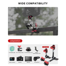 IFOOTAGE Magic Arm Spider Crab MA3-4,Camera Arm with 1/4''&3/8''Screw,7inch Articulating Arm for Video Monitor,Flash Light,Microphone,LED,Monitor,Payload 13.23lbs/6kg