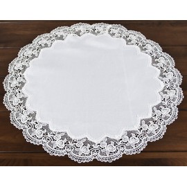 Round Antique Royal Rose European White Jacquard Lace Table Top Centerpiece 23 Inch Approx Doily Placemat