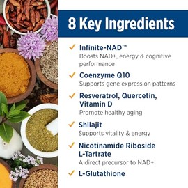 DOCTORS' PREFERRED Suplemento antienvejecimiento NAD+ con resveratrol y CoQ10 | 60 Cápsulas | Apoyo celular avanzado y salud cognitiva