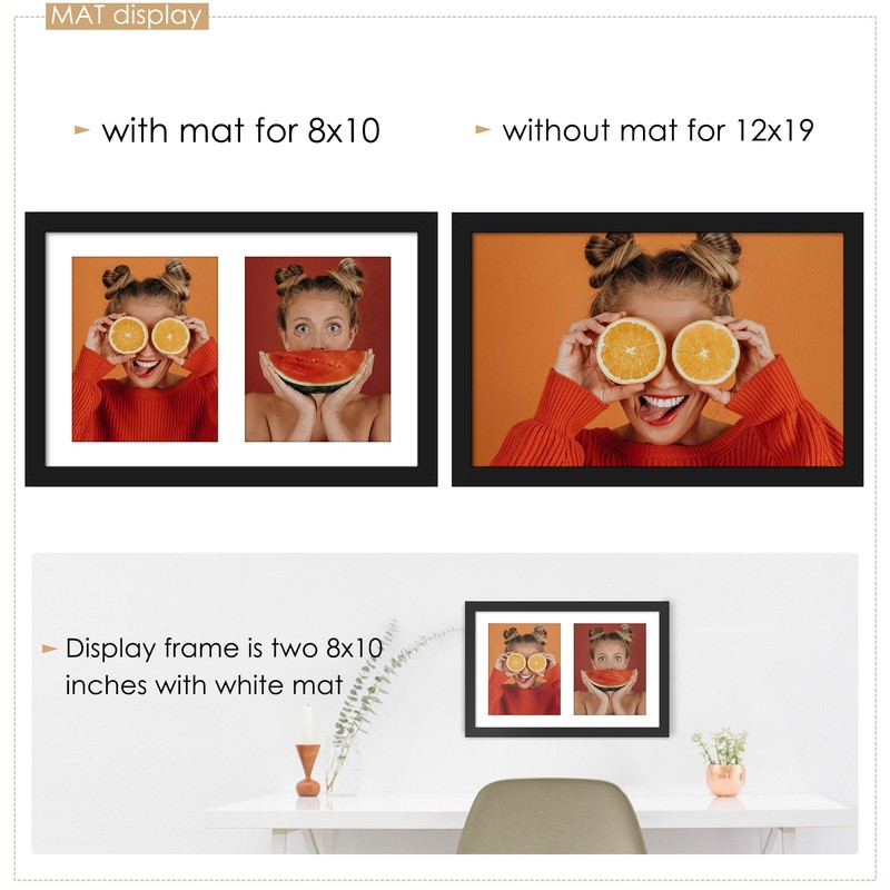 DUENPY 12x19 Double Picture Frame 8x10 Displays Two 8x10 inch
