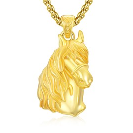 Horse Necklace for Women 925 Sterling Silver Gold Viking Horse Pendant Necklace Horse Jewelry Gift for Women Men