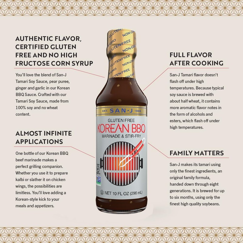 San-J - Gluten Free Korean BBQ Sauce - Bold and