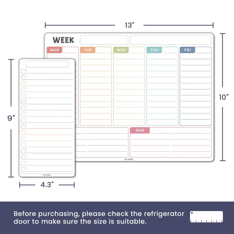 ALEZEL Magnetic Weekly Calendar Whiteboard for Fridge, Refrigerator Dry Erase
