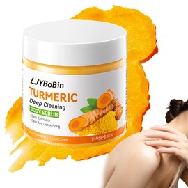 LJYBoBin Turmeric Body Scrub,Deep Cleansing Handmade Exfoliating Body Scrub,Moisturizing Skin Turmeric Face Exfoliator for All Skin Types